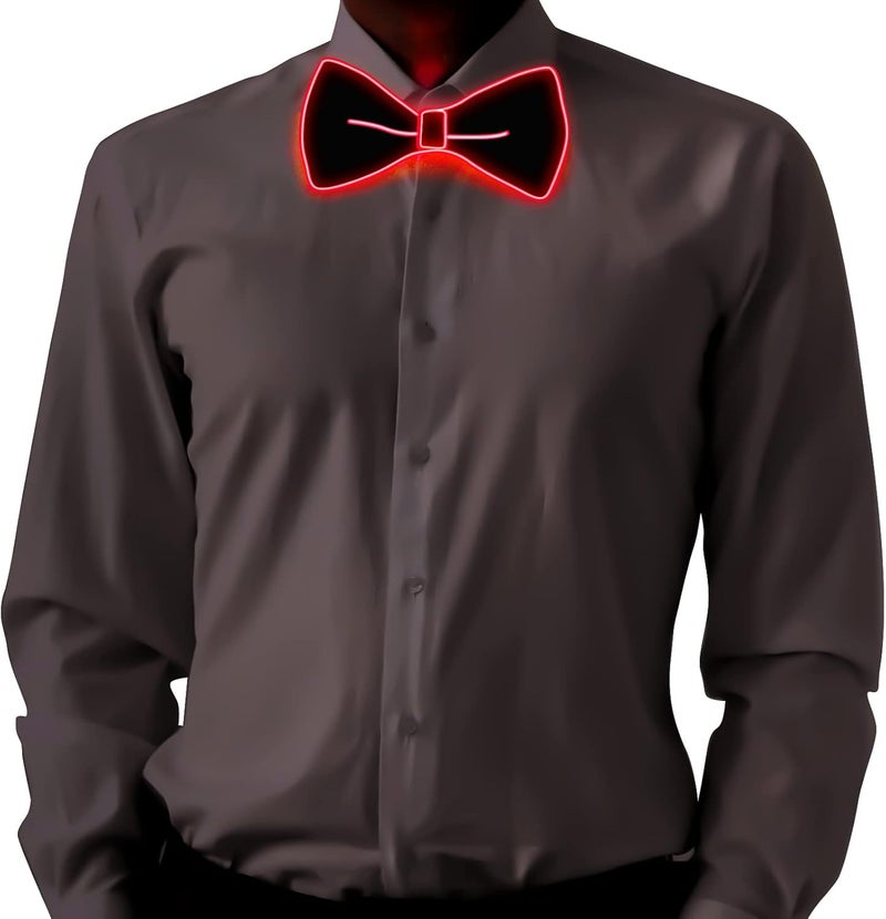 Ainiv Light Up Neckties Bowties Suspenders LED Party Supplies Glow in the Dark Adjustable for Women and Men Parties - Image 1